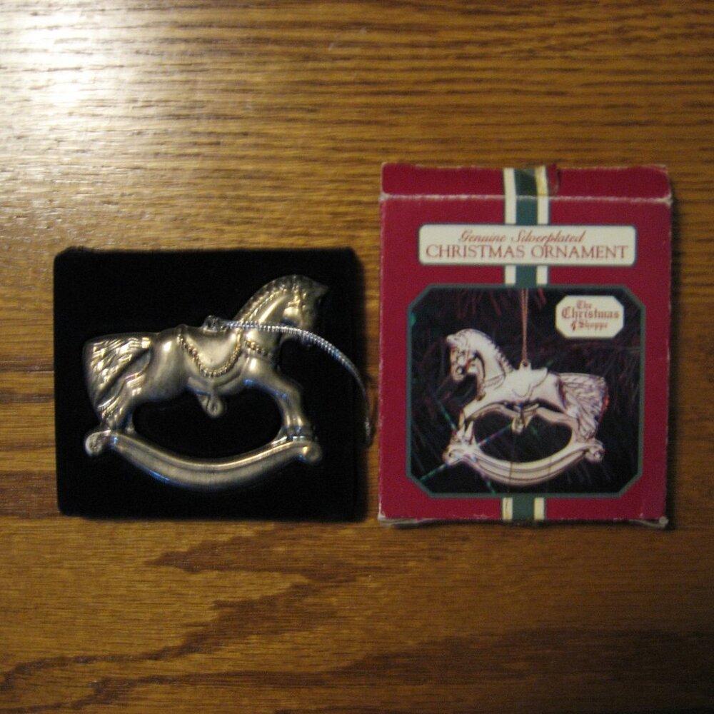Rocking Horse Silver Plated Christmas Ornament made by The Christmas Shoppe